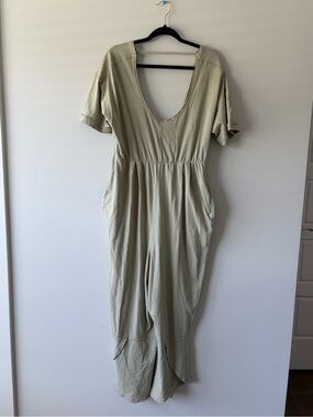 Free People NWT Lima Bean Moss Harem Jumpsuit Medium Boho Oversized